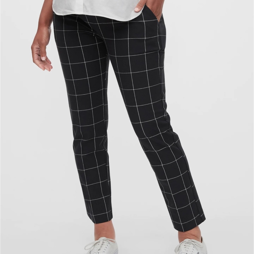 Gap Maternity Windowpane True Waistband Slim Ankle Pant